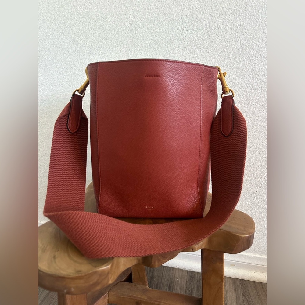 Celine Brick Red Tote with Gold Accents - Picture 2 of 15